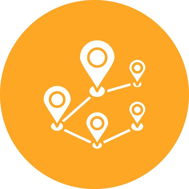 El icono vectorial de múltiples destinos se puede utilizar para el conjunto de iconos de mapa y navegación