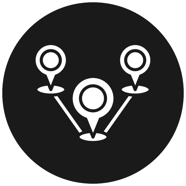 El icono vectorial de múltiples destinos se puede utilizar para el conjunto de iconos de mapa y navegación