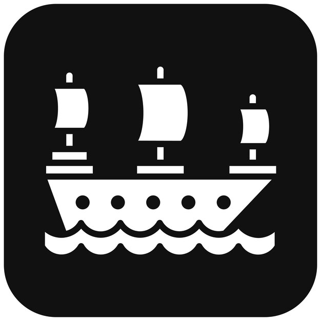 El icono vectorial de la nave pirata se puede usar para el iconset del océano