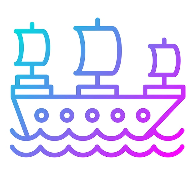 El icono vectorial de la nave pirata se puede usar para el iconset del océano