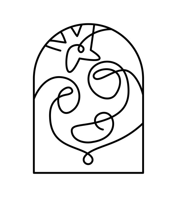 Icono vectorial de Navidad Cristiano bebé Jesús con María y José con estrella Cuna religiosa