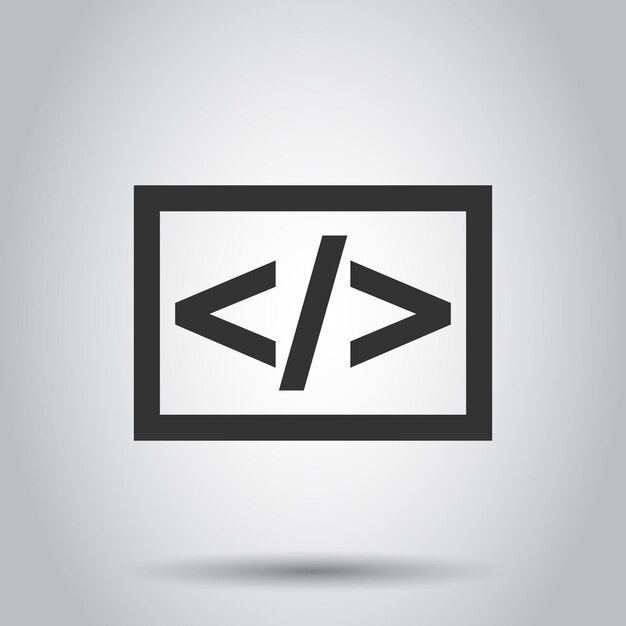 Icono vectorial de negocios de código abierto en estilo plano Ilustración de programación Api en fondo blanco Concepto de tecnología de programador