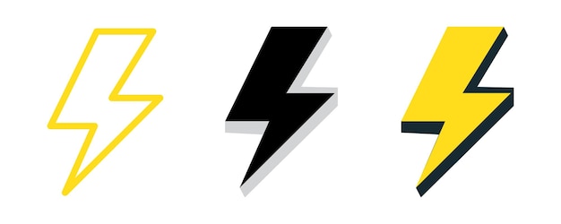 Un icono vectorial en negrita amarillo relámpago relámpaggio energía icono negro y blanco icono