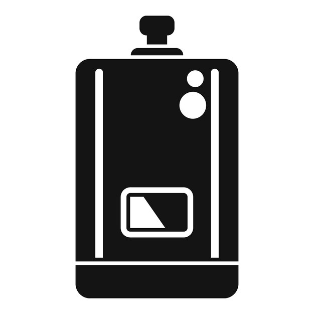 Icono vectorial negro simple de una cámara vintage clásica con un flash