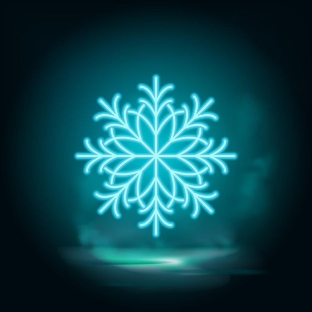 Icono vectorial de neón de copo de nieve Tema de Navidad e invierno Ilustración negra plana simple Icono sobre fondo blanco