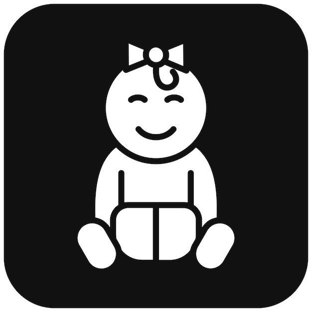 El icono vectorial de la niña se puede usar para el conjunto de iconos de la ducha de bebé