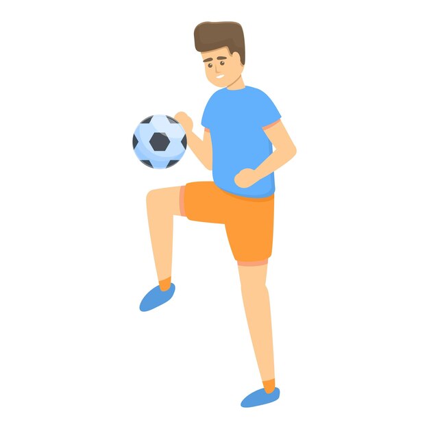 Vector icono vectorial de niños haciendo malabarismos con la pelota de fútbol para diseño web aislado sobre fondo blanco