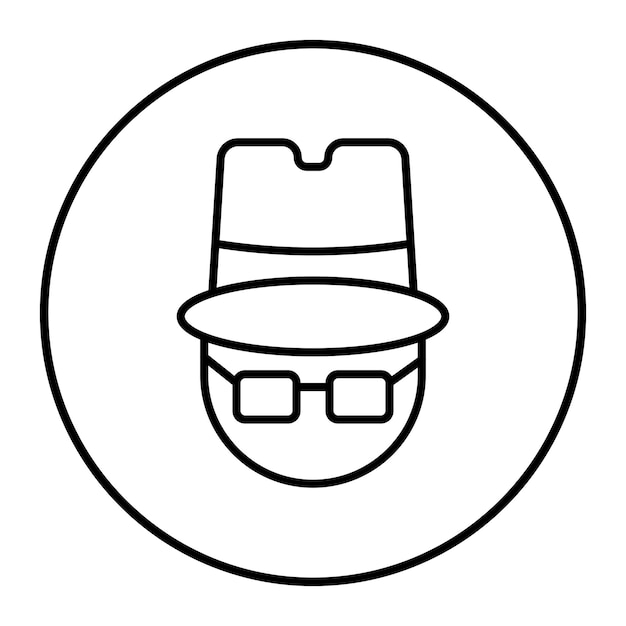 Vector el icono vectorial de noir hat se puede usar para el conjunto de iconos de investigación de crímenes