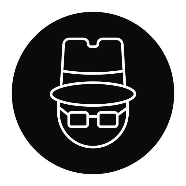 Vector el icono vectorial de noir hat se puede usar para el conjunto de iconos de investigación criminal