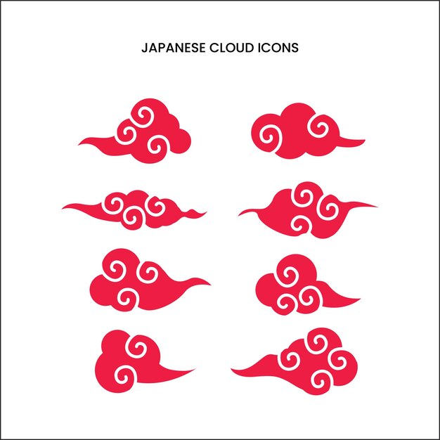 Icono vectorial de nubes planas japonesas