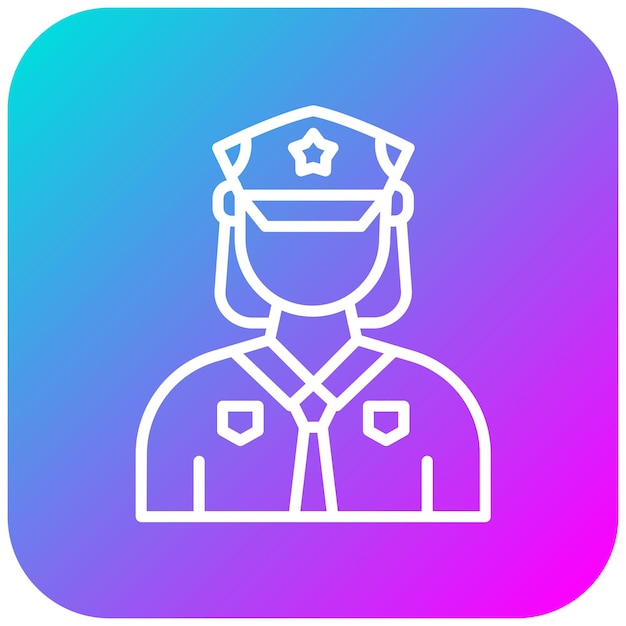 El icono vectorial del oficial de policía se puede usar para el conjunto de iconos de mujeres