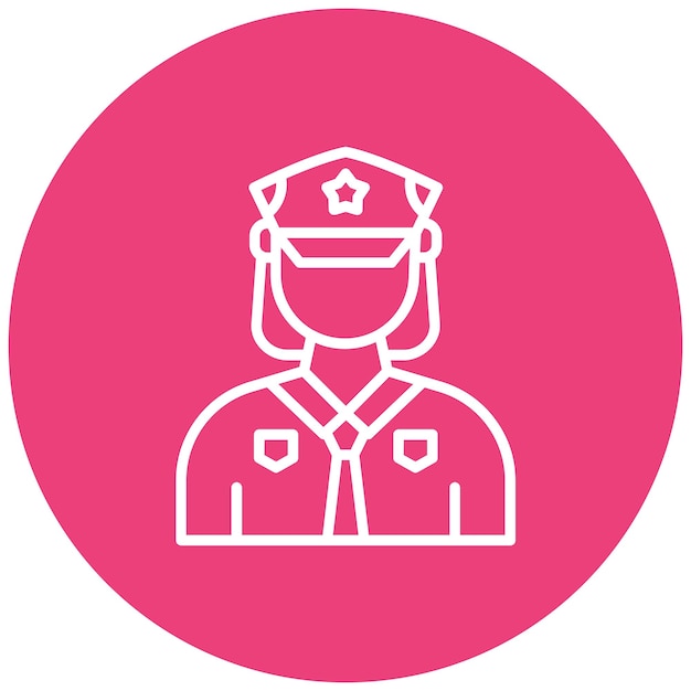 El icono vectorial del oficial de policía se puede usar para el conjunto de iconos de mujeres