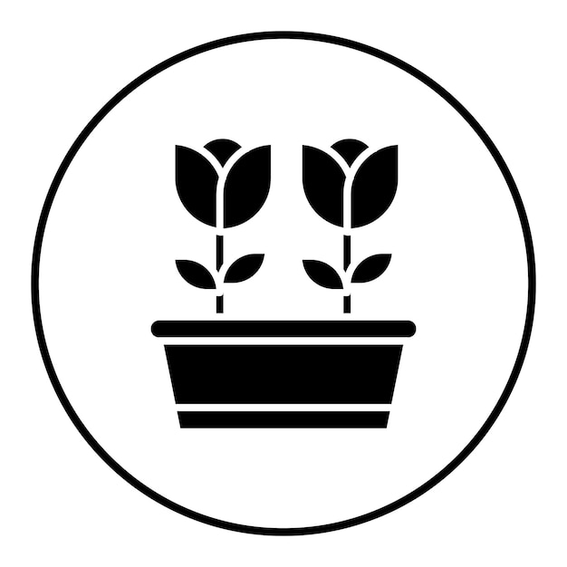 El icono vectorial de la olla de flores grande se puede usar para el conjunto de iconos de primavera