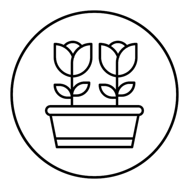 El icono vectorial de la olla de flores grande se puede usar para el conjunto de iconos de primavera