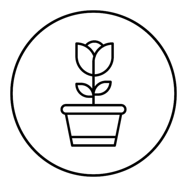 El icono vectorial de la olla de flores se puede usar para el conjunto de iconos de primavera