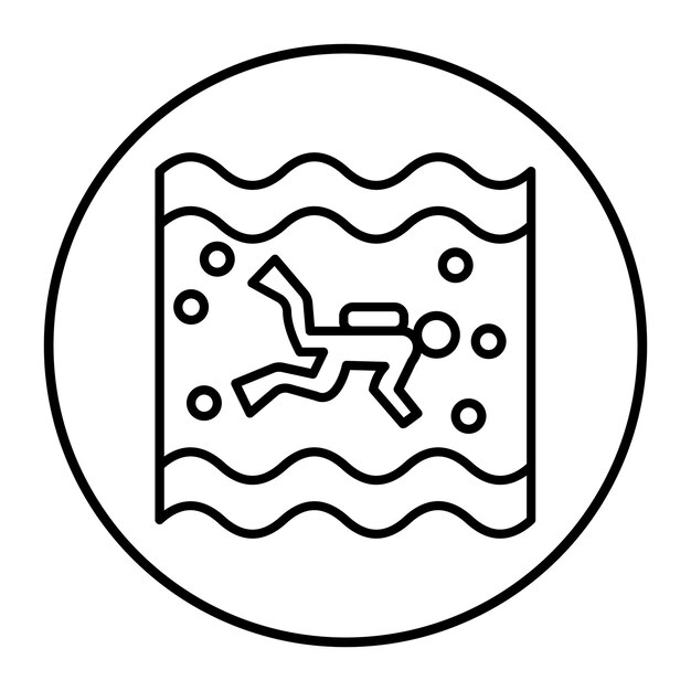 El icono vectorial de Open Water Diving se puede utilizar para el conjunto de iconos de vacaciones y turismo