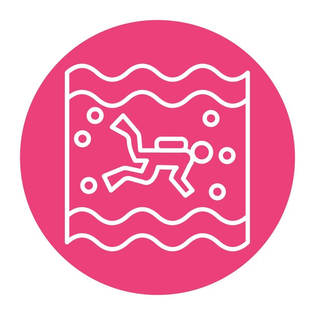 El icono vectorial de Open Water Diving se puede utilizar para el conjunto de iconos de vacaciones y turismo