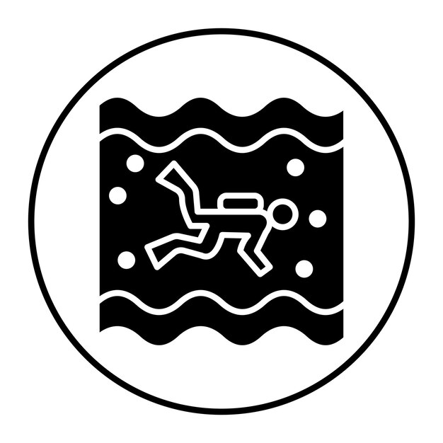 El icono vectorial de Open Water Diving se puede utilizar para el conjunto de iconos de vacaciones y turismo