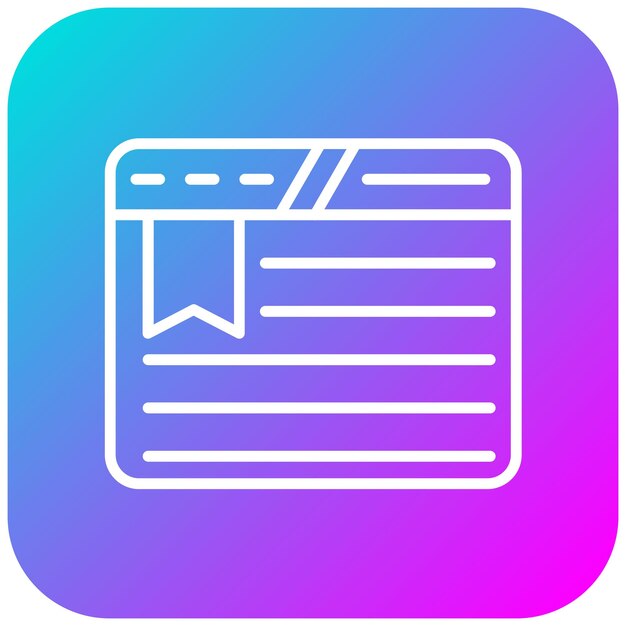El icono vectorial de la página de Boomark se puede utilizar para el conjunto de iconos de marketing web