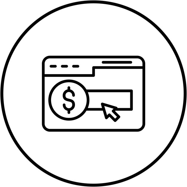 El icono vectorial de pago por clic se puede utilizar para el conjunto de iconos de marketing