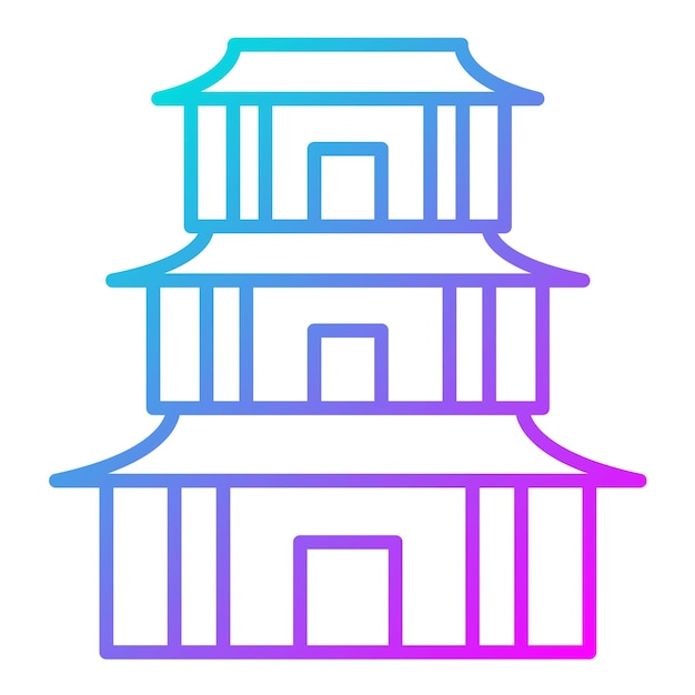 El icono vectorial de la pagoda se puede usar para el conjunto de iconos de la historia