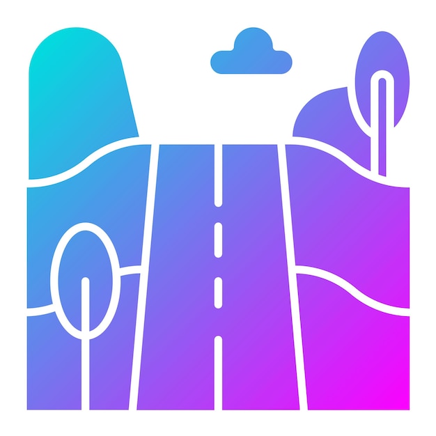 El icono vectorial del paisaje de la carretera se puede utilizar para el conjunto de iconos de paisajes