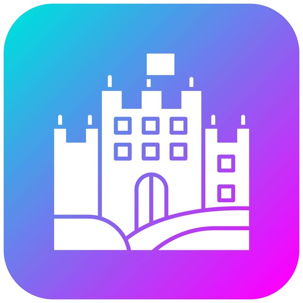 El icono vectorial del paisaje del castillo se puede usar para el conjunto de iconos del paisaje