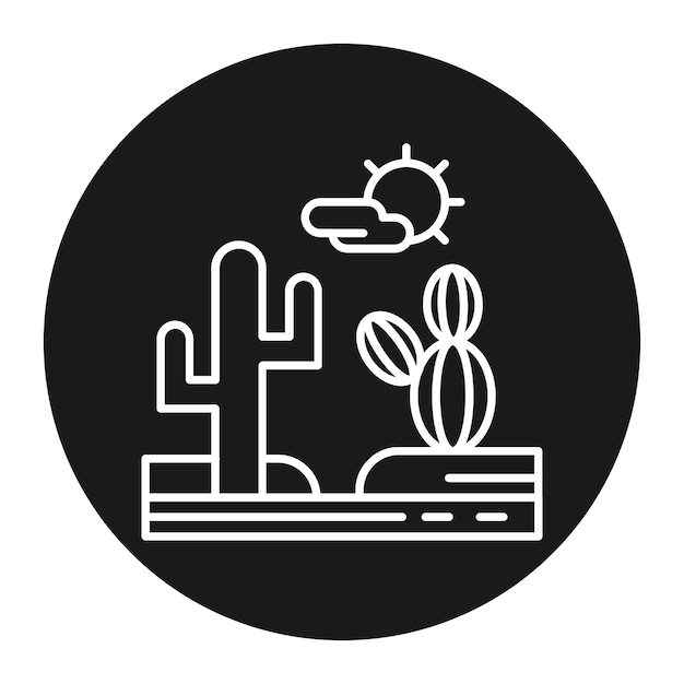 El icono vectorial del paisaje del desierto se puede usar para el conjunto de iconos del desierto