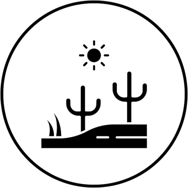 El icono vectorial del paisaje del día del desierto se puede usar para el conjunto de iconos de paisajes