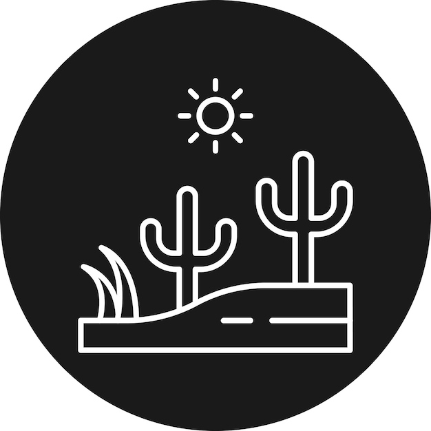 El icono vectorial del paisaje del día del desierto se puede usar para el conjunto de iconos de paisajes