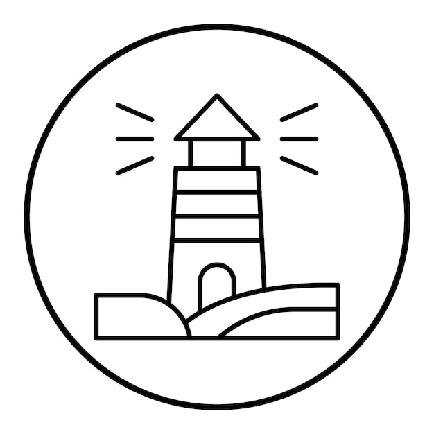 El icono vectorial del paisaje del faro se puede usar para el conjunto de iconos de paisajes