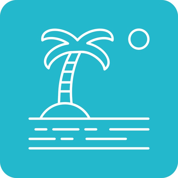 El icono vectorial de paisaje de la isla se puede usar para el conjunto de iconos de paisajes