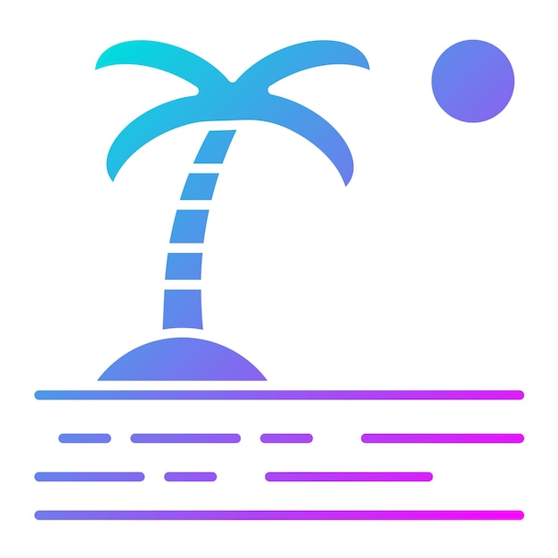 El icono vectorial de paisaje de la isla se puede usar para el conjunto de iconos de paisajes