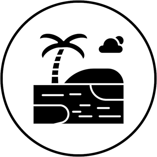El icono vectorial de paisaje de la orilla se puede usar para el conjunto de iconos de paisajes