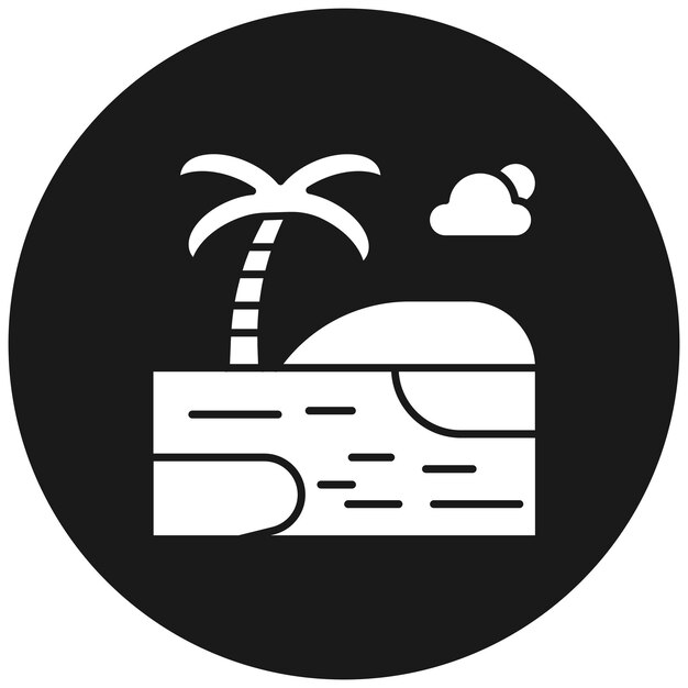 El icono vectorial de paisaje de la orilla se puede usar para el conjunto de iconos de paisajes