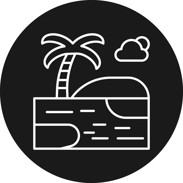 El icono vectorial de paisaje de la orilla se puede usar para el conjunto de iconos de paisajes
