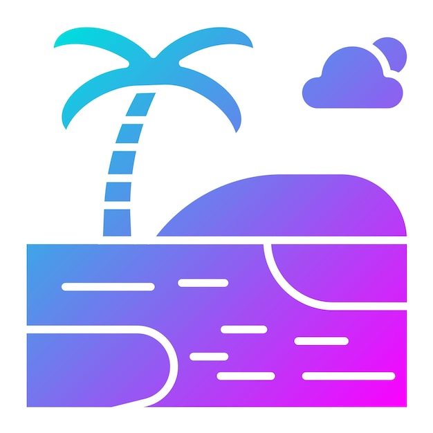 El icono vectorial de paisaje de la orilla se puede usar para el conjunto de iconos de paisajes