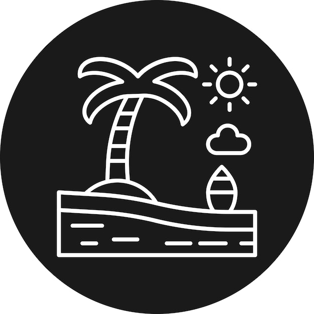 El icono vectorial de paisaje de playa se puede usar para el conjunto de iconos de paisajes