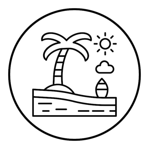 El icono vectorial de paisaje de playa se puede usar para el conjunto de iconos de paisajes