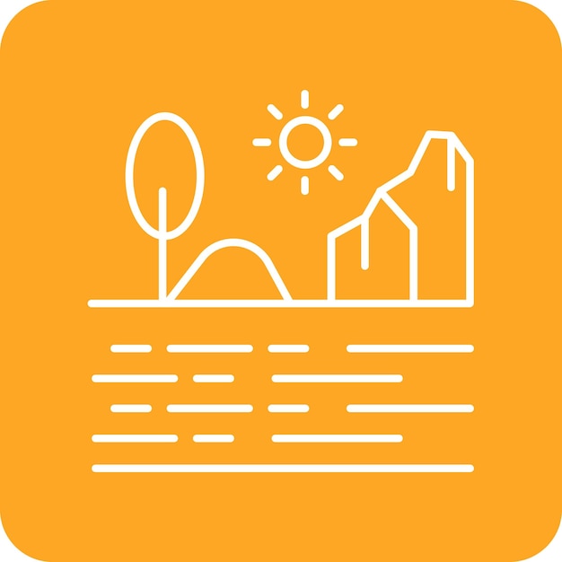 El icono vectorial del paisaje del río se puede usar para el conjunto de iconos de paisajes