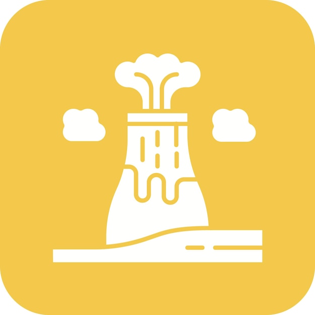 El icono vectorial del paisaje del volcán se puede usar para el conjunto de iconos de paisajes