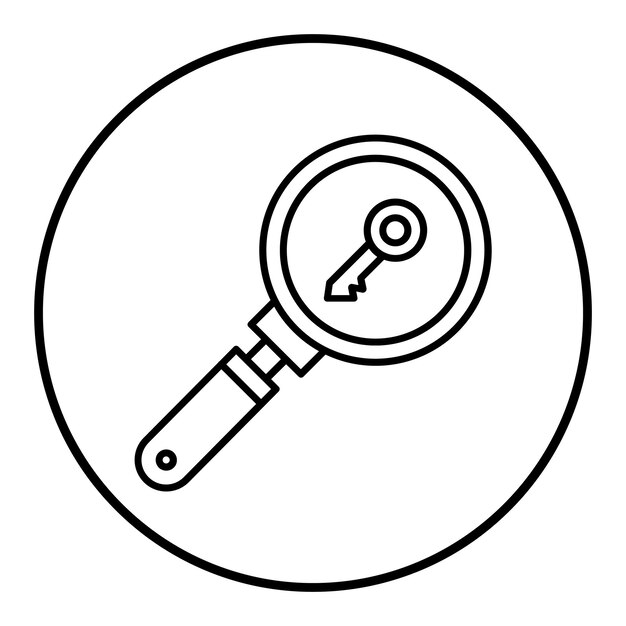 El icono vectorial de palabras clave de búsqueda se puede utilizar para el conjunto de iconos de SEO y SEM