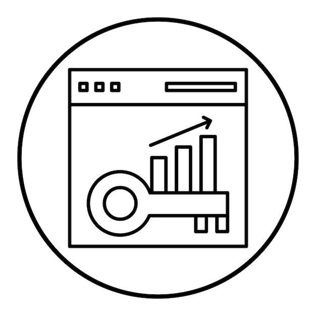 El icono vectorial de palabras clave de rango se puede usar para el conjunto de iconos de SEO y SEM