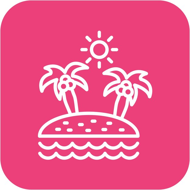 El icono vectorial de Palm Island se puede usar para el conjunto de iconos de Beach Resort