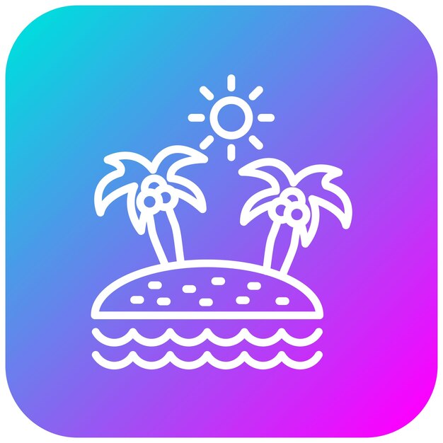 El icono vectorial de Palm Island se puede usar para el conjunto de iconos de Beach Resort