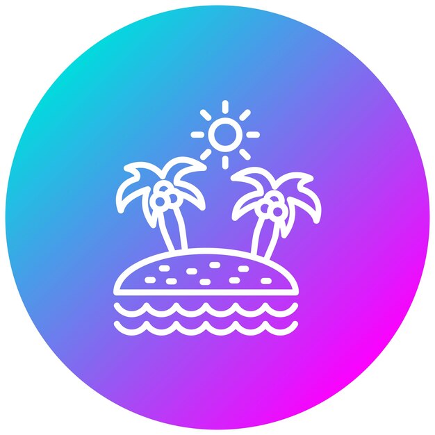 El icono vectorial de Palm Island se puede usar para el conjunto de iconos de Beach Resort