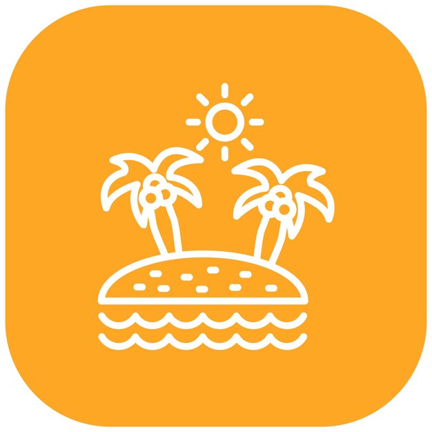 El icono vectorial de Palm Island se puede usar para el conjunto de iconos de Beach Resort