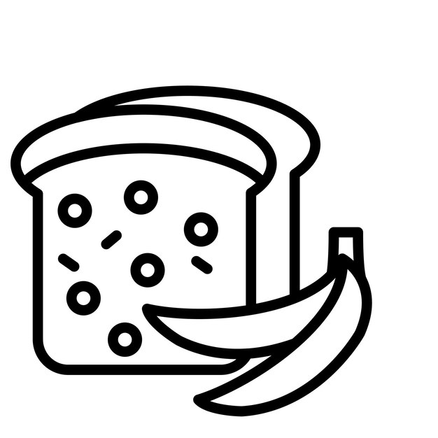 El icono vectorial del pan de plátano se puede usar para el conjunto de iconos de World Cuisine