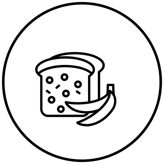 El icono vectorial del pan de plátano se puede usar para el conjunto de iconos de World Cuisine