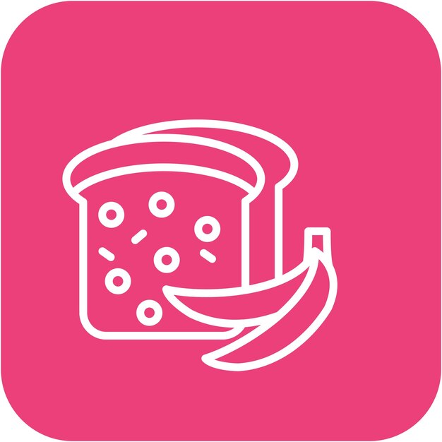 El icono vectorial del pan de plátano se puede usar para el conjunto de iconos de World Cuisine